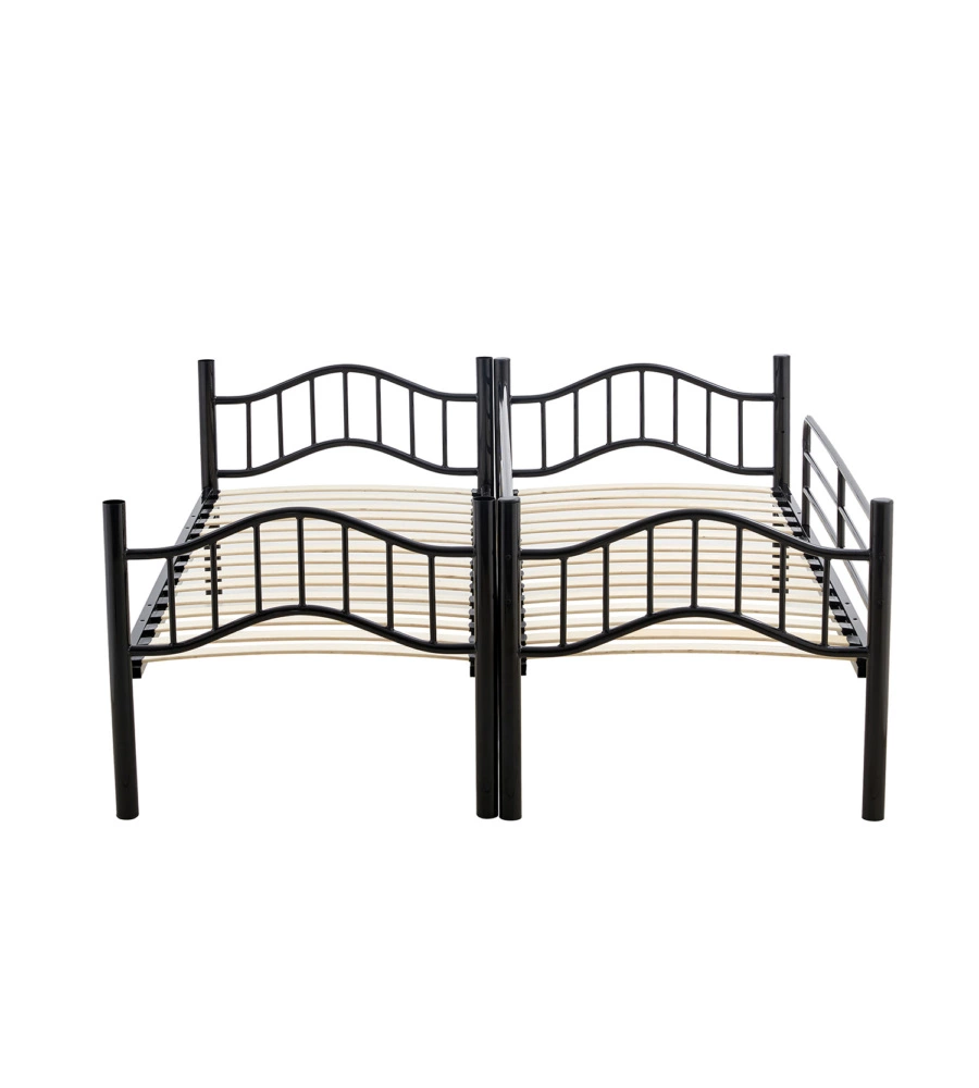 LETTO A CASTELLO BELLAHOME "BERNA"  SCOMPONIBILE IN 2 LETTI SINGOLI IN FERRO NERO 203X83X145,5 CM
